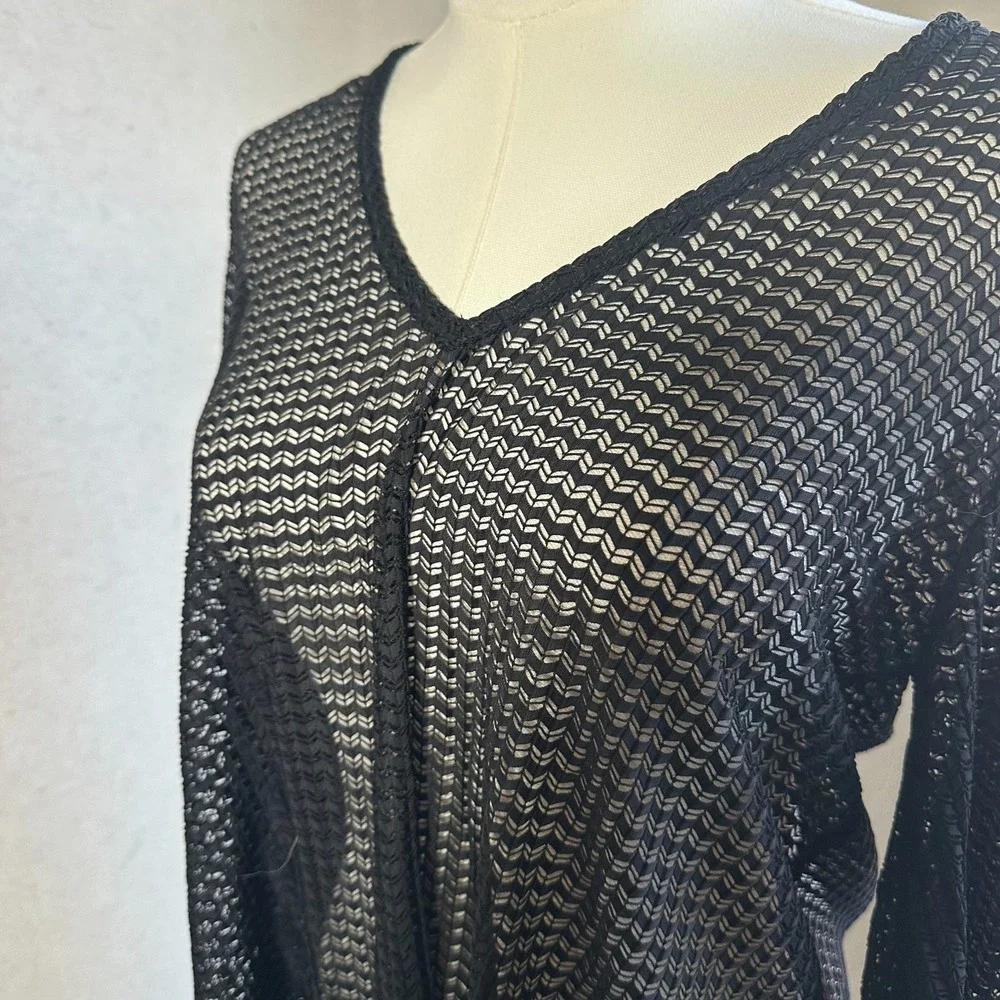 Jordan Taylor Black Mesh Swimming Suit Cover Up Dress Beach Cruise Vacation sz M